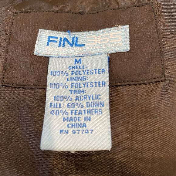 Finish Line Athletics Black Puffer Down Medium Coat Jacket Pockets Zipper Snap - Picture 12 of 12